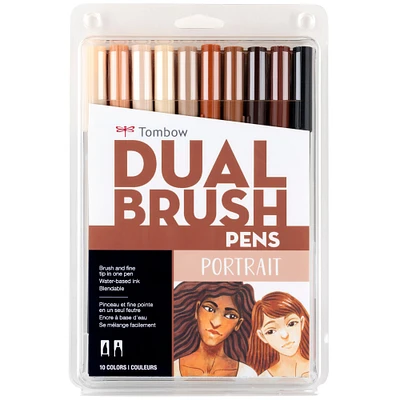 Tombow Dual Brush Pen Set, 10-Colors, Portrait