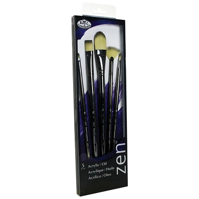 Royal Brush Zen Brush Set, Series 53, Long Handle, 5-Brushes, Acrylic/Oil Set 1