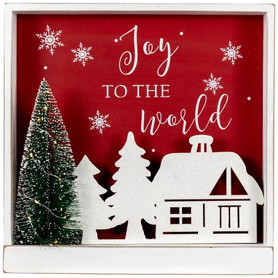 Northlight 11.75" Lighted Joy To The World Wooden Christmas Wall Decoration