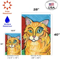 Pawcasso- Longhaired Orange Decorative Cat Flag