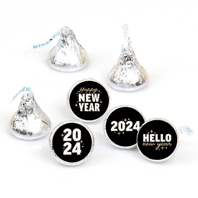 Big Dot of Happiness Hello New Year - 2024 NYE Party Round Candy Sticker Favors - Labels Fits Chocolate Candy (1 sheet of 108)