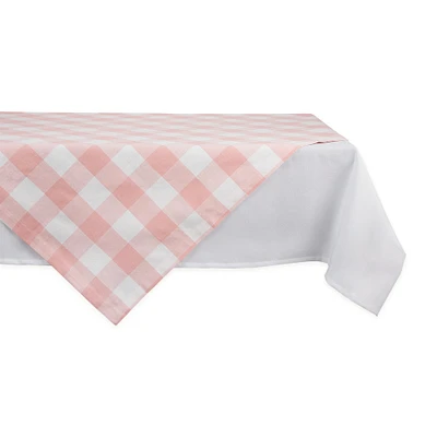 Contemporary Home Living 40" Pink and White Checkered Tablecloth