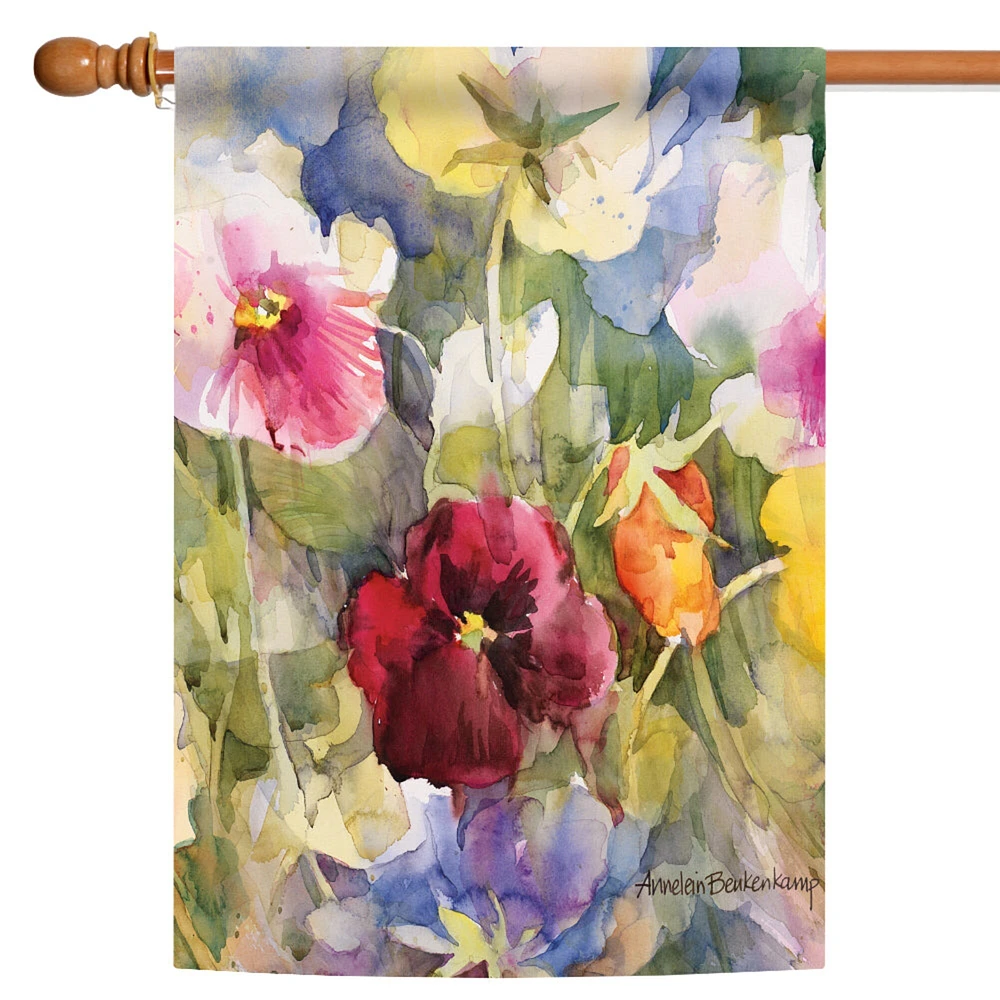 Pansies Posing Decorative Spring Flag