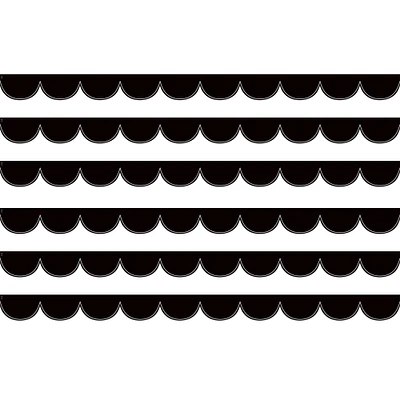 Black with White Scalloped Die-Cut Border Trim, 35 Feet Per Pack, 6 Packs