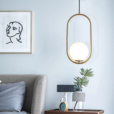 Kitcheniva Modern Glass Ball Pendant Light Gold Hanging Lamp Fixture