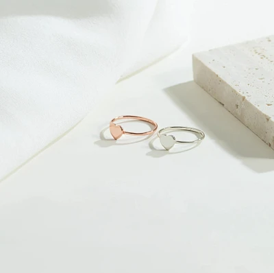Heart Ring, Couple Love Ring, Dainty Minimalist Ring, Stacking Love Promise Ring, Gift For Mom,Romantic Anniversary Gift for Wife