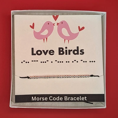 Sterling Silver Morse Code Bracelet - Love Birds