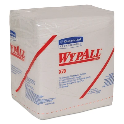 WypAll X70 Cloths, 1/4 Fold, 12 1/2 x 12, White, 76/Pack, 12 Packs/Carton