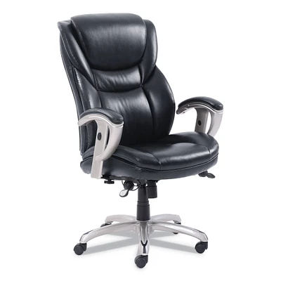 SertaPedic Emerson Executive Task Chair, Supports up to 300 lbs., Black Seat/Black Back, Silver Base