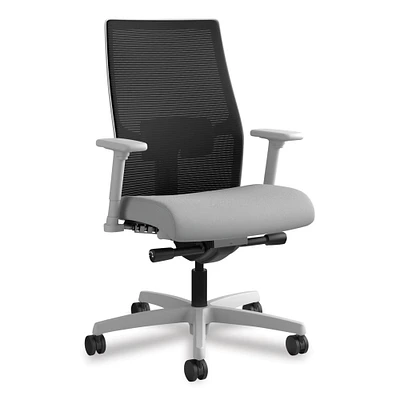 Hon Ignition 2.0 4-Way Stretch Mid-Back Mesh Task Chair, Supports 300 lb, 17" to 21" Seat, Frost Seat, Black Back, Titanium Base