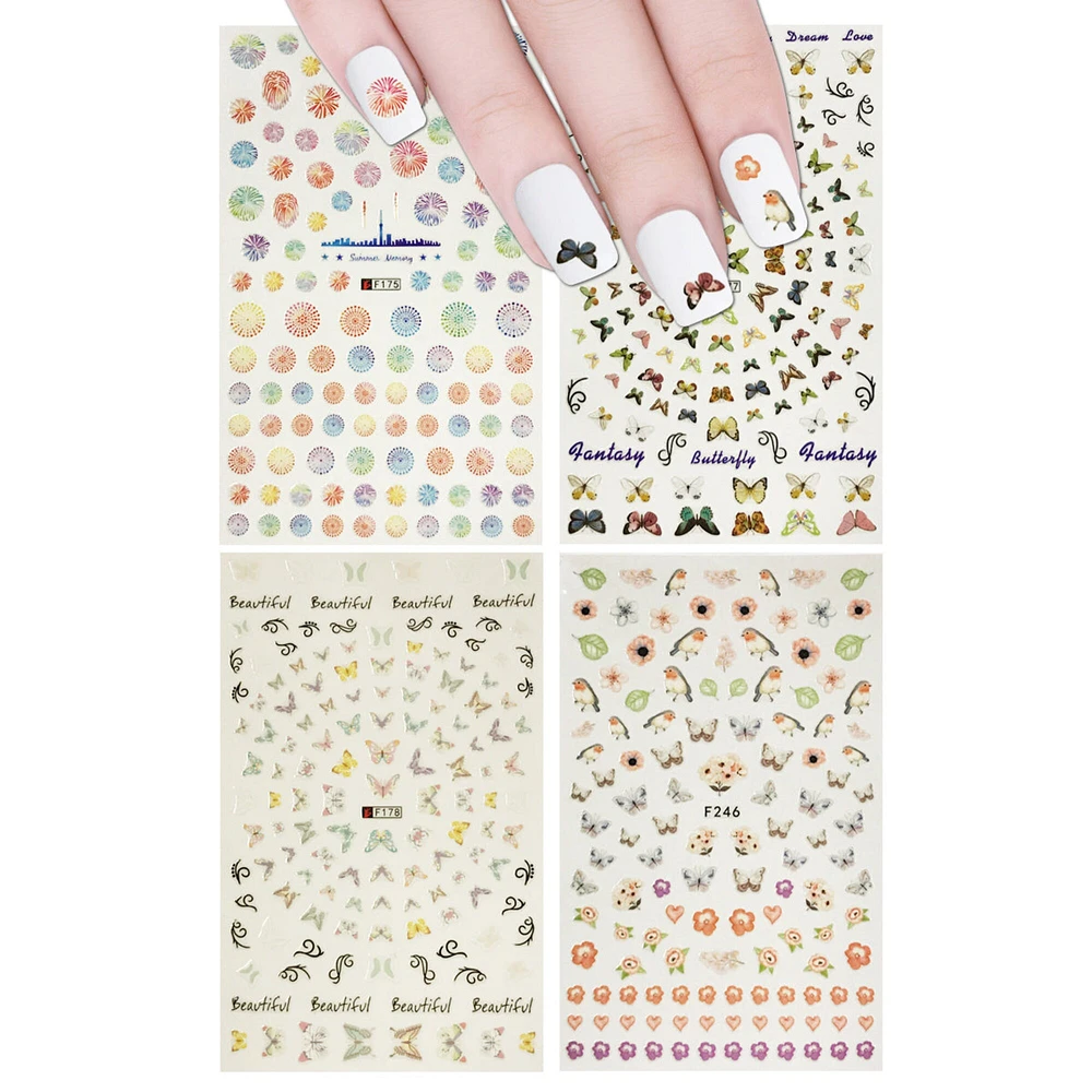 Wrapables 4 Sheets Nail Stickers Nail Art Set