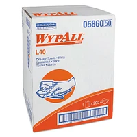 WypAll L40 Towels, Dry Up Towels, 19 1/2" x 42", White, 200 Towels/Roll