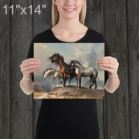 Three Horses at the Beach - Print - Horse Wall Art