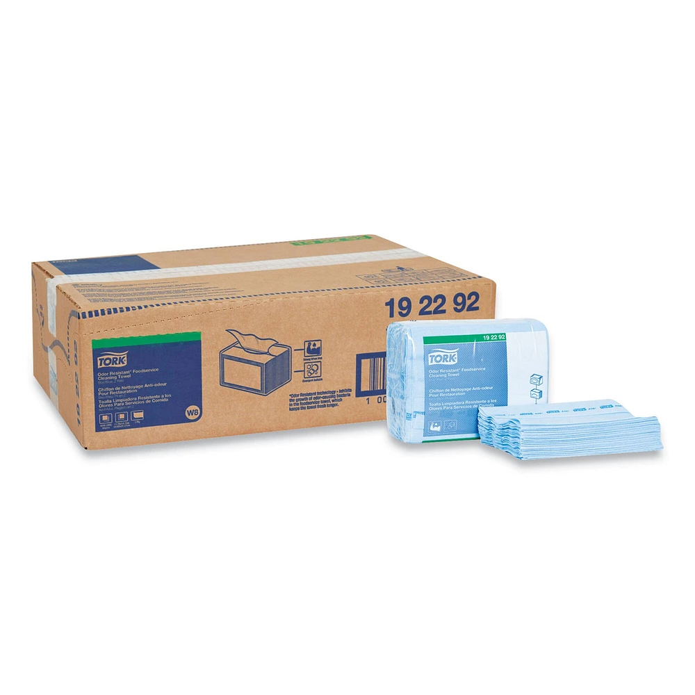 Tork Small Pack Foodservice Cloth, 1-Ply, 11.75 x 14.75, Unscented, Blue with Blue Stripe, 50/Poly Pack, 4 Packs/Carton