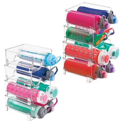 mDesign Plastic Free-Standing Stackable Water Bottle Storage Rack