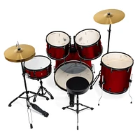 Ashthorpe 5-Piece Complete Full Size Adult Drum Set with Remo Batter Heads