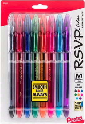 Pentel R.S.V.P. Medium Ballpoint Pens 8/Pkg-Assorted Colors