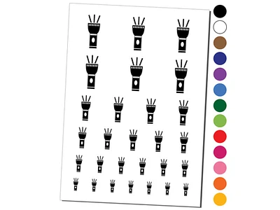 Flashlight Icon Temporary Tattoo Water Resistant Fake Body Art Set Collection