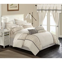 Chic Home 24 Piece Marian Complete bedroom in a bag Pinch Pleat Ruffled Designer Embellished  Bed In a Bag Comforter Set