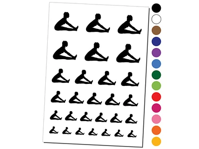 Yoga Seated Forward Bend Pose Temporary Tattoo Water Resistant Fake Body Art Set Collection