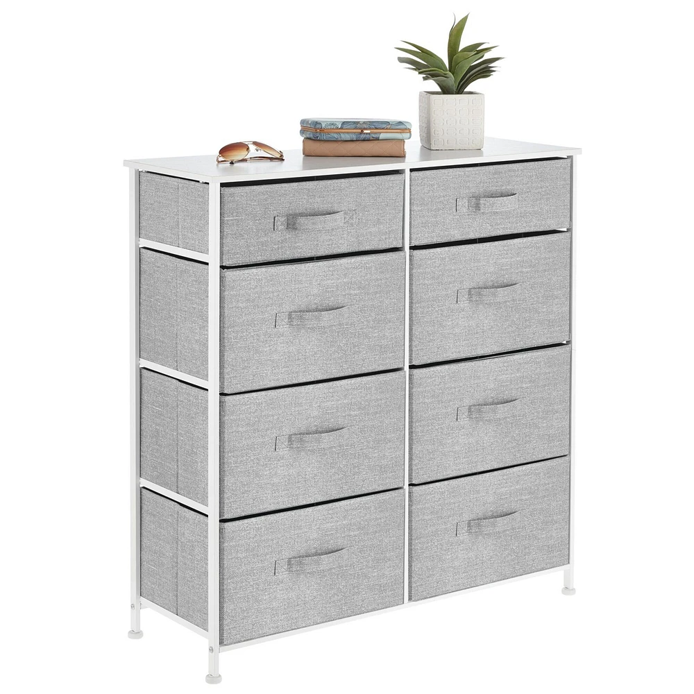 mDesign Tall Storage Dresser Furniture with 8 Slim Fabric Drawers