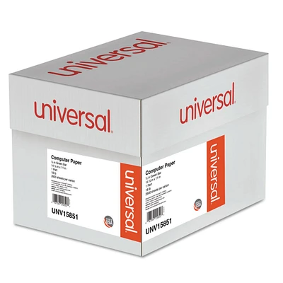 Universal Printout Paper 1-Part 18lb 14.88 x 11 White/Green Bar 2 600/Carton