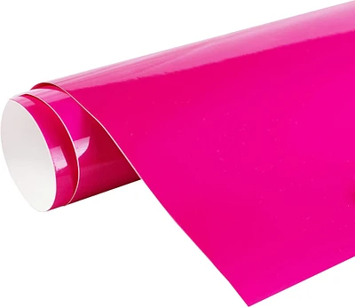 24" x 10 ft Roll of Glossy Hottest Pink Repositionable Adhesive-Backed Vinyl for Craft Cutters, Punches and Vinyl Sign Cutters
