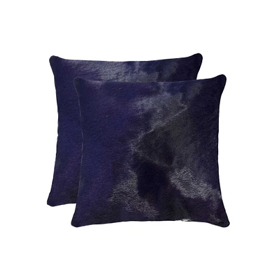 18" X 18" X 5" Navy Cowhide  Pillow 2 Pack