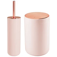 mDesign Toilet Bowl Brush and Wastebasket Combo - Set of 2