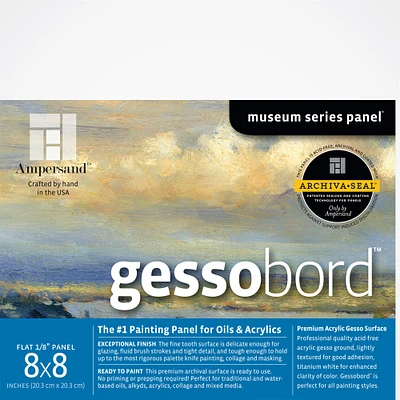 Ampersand Art Gessobord, Uncradled, 1/8" Profile, 8" x 8"