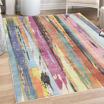 Ambesonne Abstract Decorative Rug, Multicolored Expressionist Artwork Vibrant Rainbow Design Tainted Style Pattern, Quality Carpet for Bedroom Dorm and Living Room