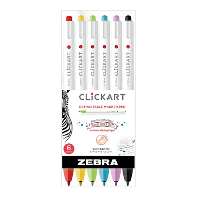Zebra ClickArt Retractable Marker Pen Set, .6mm