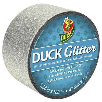 Duck Tape Glitter Crafting Tape, 1.88" Wide Roll, Silver