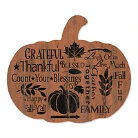Grateful - By Artisan Linda Spivey Printed on Wooden Pumpkin Wall Art