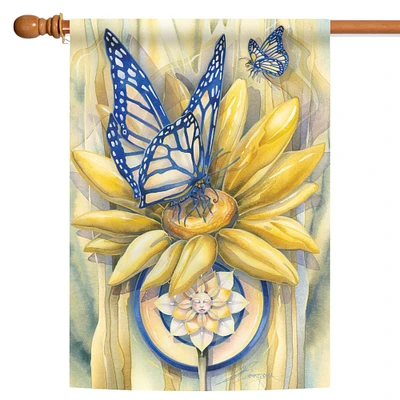 Butterfly on Flower Decorative Butterfly Flag