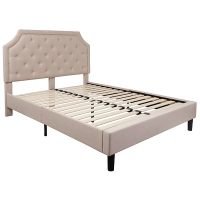 Merrick Lane Provence Platform Bed with Slatted Support Contemporary Tufted Upholstery with Accent Nail Trim