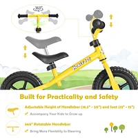 Kids No Pedal Balance Bike with Adjustable Handlebar and Seat