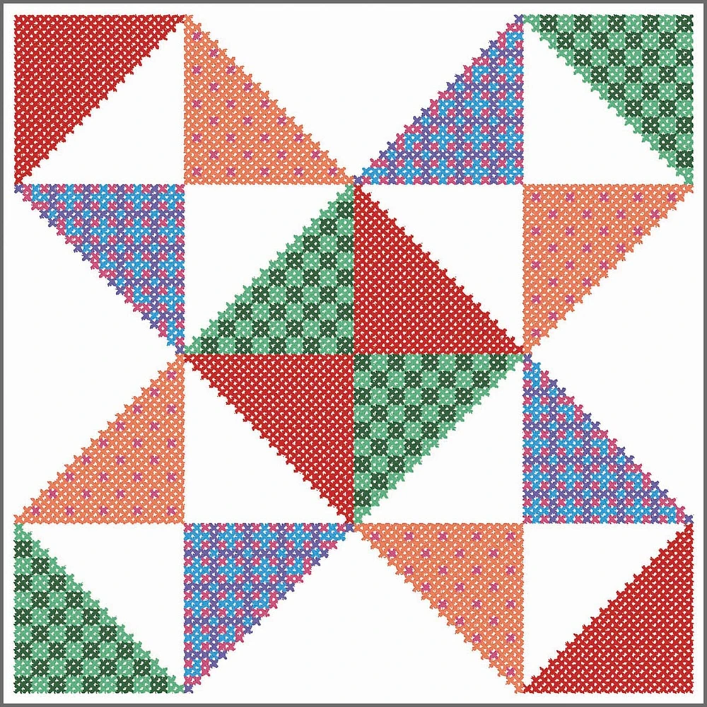 Herrschners  Prairie Star Quilt Blocks Stamped Cross-Stitch