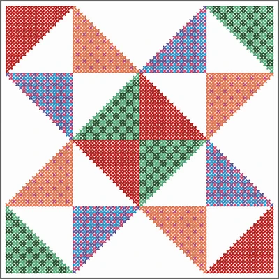 Herrschners  Prairie Star Quilt Blocks Stamped Cross-Stitch