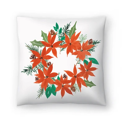 Winter Red Wreath by Pi Holiday Throw Pillow Americanflat Decorative Pillow