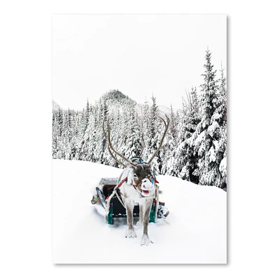 Reindeer And Snowy Forest Trees by Tanya Shumkina  Poster Art Print - Americanflat