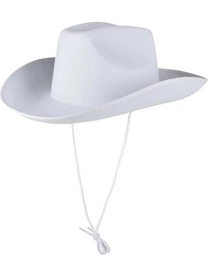 Child's Country White Cowboy Hat With String Costume Accessory