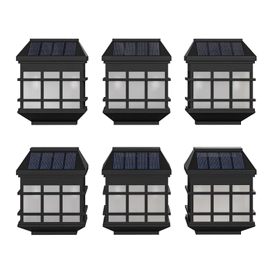Merrick Lane Wall Mount LED Solar Powered Fence and Deck Lights - All-Weather Decorative Solar Lights - Set of 6