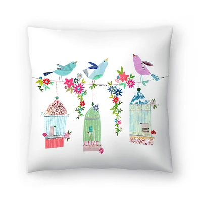 Pretty Bird Cages by Liz and Kate Pope Americanflat Decorative Pillow