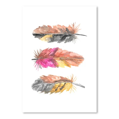 Watercolor Boho Feather Trio 1 by Jetty Home  Poster Art Print - Americanflat