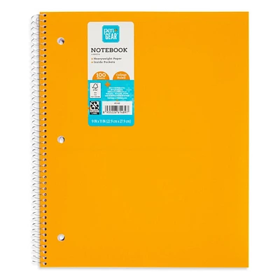 Pen+Gear Poly 1-Subject Notebook, College Ruled, 100 Heavyweight Sheets , inside Pockets, Orange