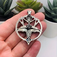 1, 4 or 20 Pieces: Silver Baphomet Pentagram Satan Pendants