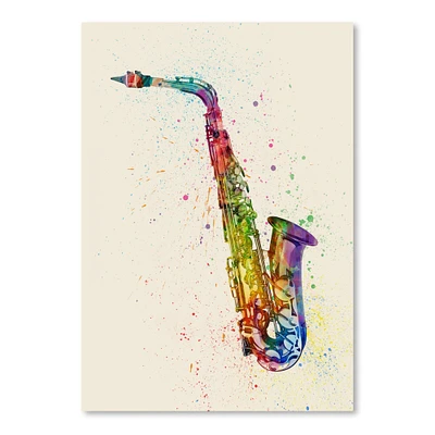 Saxophone Abstract Watercolor by Michael Tompsett  Poster Art Print - Americanflat