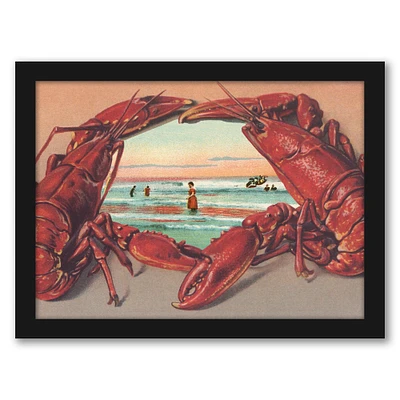 Two Lobsters Framing Ocean Scene by Found Image Press Frame  - Americanflat