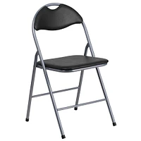 Emma and Oliver 4 Pack Vinyl Metal Folding Chair with Carrying Handle